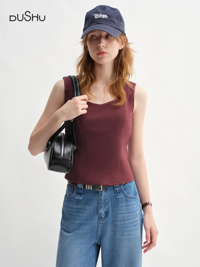 DUSHU Plus-Size Women's Stretchy Princess Line Essential Fitted Top 2025 Early Autumn Slimming Undergarment Top Tanks 25DS83119