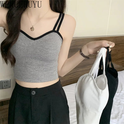 Summer Sleeveless Tank Top Women Y2k Clothes Korean Fashion Corset Vest Streetwear Outfits Casual Womens Camisole Crop Tops 2024