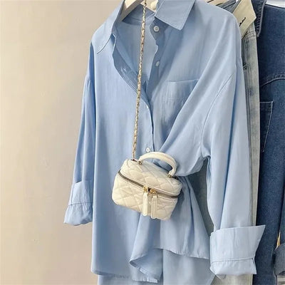 Shirts For Women Spring 2025 NEW Solid Long Sleeve Shirts Korean Fashion Ladies Blouse Simple Single-breasted Female Clothing